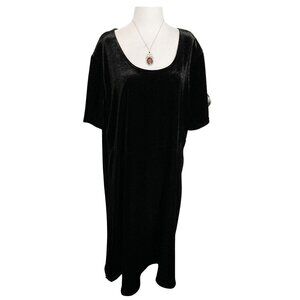 ENCORE Vintage plus-size black velvet short-sleeve scoop neck dress 2X 3X XXL XX